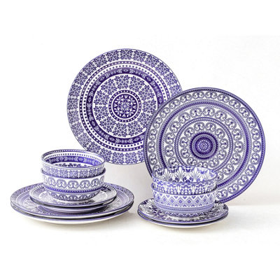 Simpa Blue Florentine Dinner Set - Blue / 12 - Image 3