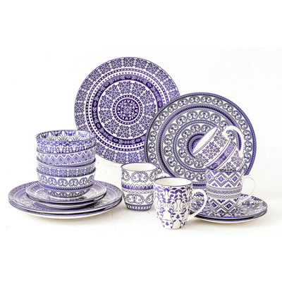 Simpa Blue Florentine Dinner Set - Blue - Image 3