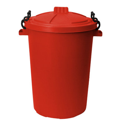 Simpa 50L Red Plastic Locking Lid Bin from B&Q