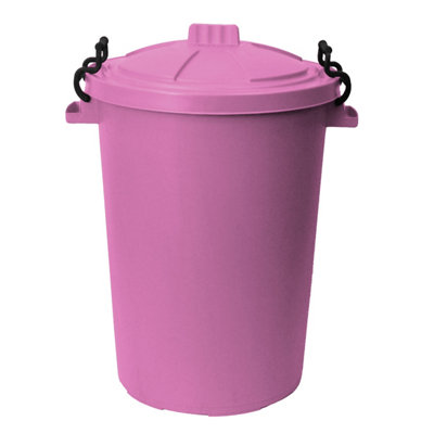 Simpa 50L Pink Plastic Locking Lid Bin from B&Q