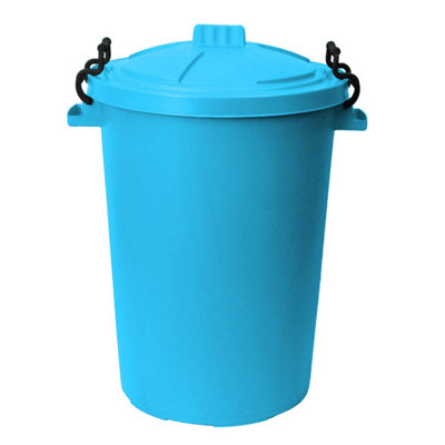 Simpa 50L Sky Blue Plastic Locking Lid Bin from B&Q