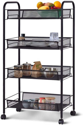 Simpa Black 4-Tier Multi Purpose Metal Basket Storage Trolley from B&Q