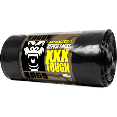 Tough Bags Antibacterial X-Large Refuse Sacks85 X 117Cm 10 Bag Roll from B&Q