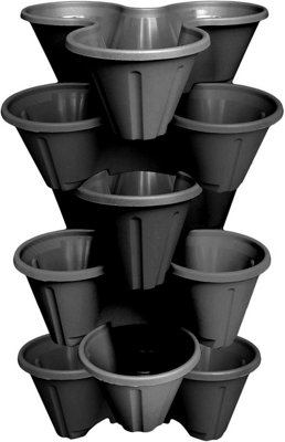 Simpa 6 Tier Black Strawberry Planter Trio Pot from B&Q