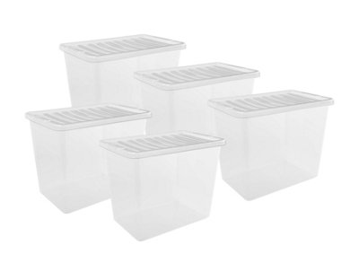 Simpa 80L Plastic Storage BoxesSet Of 5 from B&Q