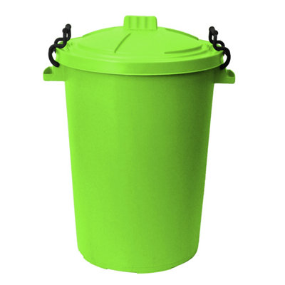 B&Q -  85L Lime Green Plastic Locking Lid Bin
