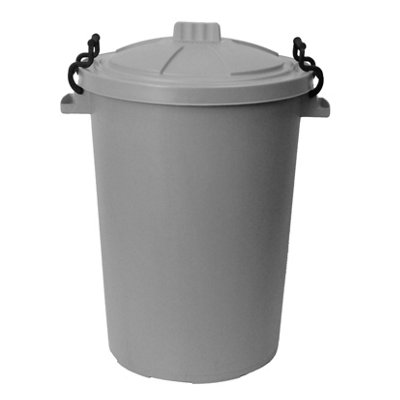 B&Q -  85L Grey Plastic Locking Lid Bin