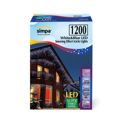 Simpa 1200 Led Blue & White Multi-Action Icicle Lights from B&Q