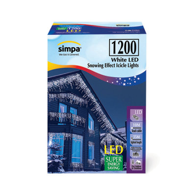 Simpa 1200 Led White Multi-Action Icicle Lights from B&Q