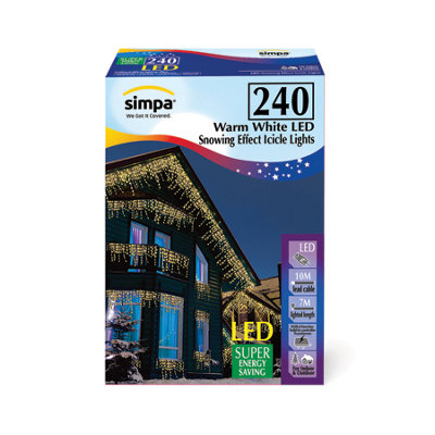 Simpa 240 Led Warm White Multi-Action Icicle Lights from B&Q