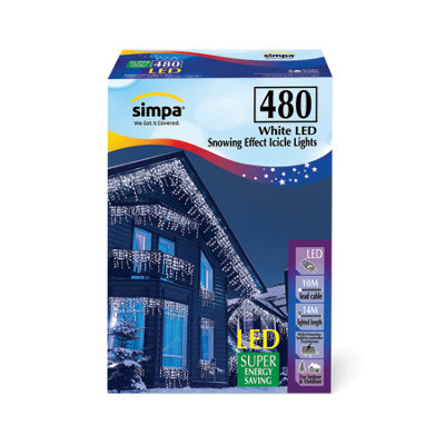 Simpa 480 Led White Multi-Action Icicle Lights from B&Q