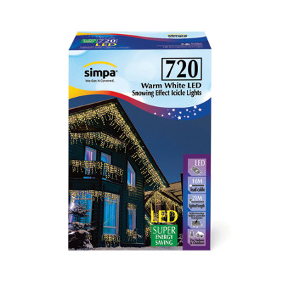 Simpa 720 Led Warm White Multi-Action Icicle Lights from B&Q