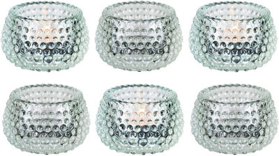 B&Q -  6Pc Chunky Clear Glass Bubble Dots Tealight Candle Holder