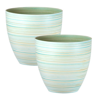 Simpa 2Pc White Serenity Rings Plastic Planters 38Cm (Dia). from B&Q