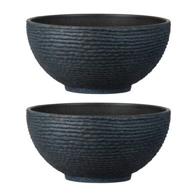 Simpa 2Pc Stone Textured Effect Bowl Plastic Planters 40.5Cm (Dia) from B&Q