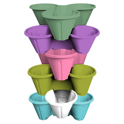 Simpa 6Pc Random Multicolour Strawberry Trio Pot Planters. from B&Q