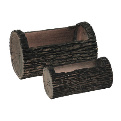Simpa 2Pc Woodland Textured Trunk Style Plastic Trough Planters from B&Q