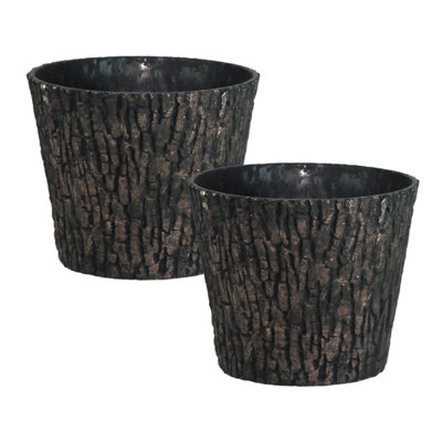 Simpa 2Pc Woodland Textured Trunk Style Plastic Planters 30.5Cm (Dia) from B&Q