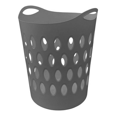 B&Q -  60L Grey Lightweight Flexible Plastic Laundry Basket