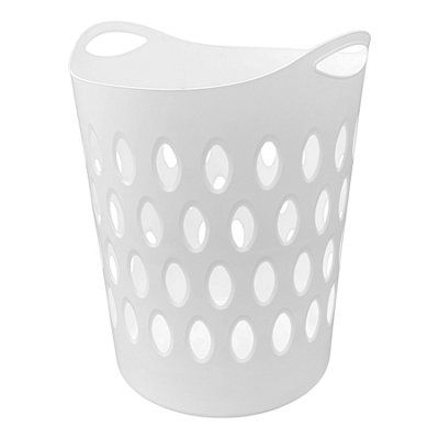 B&Q -  60L White Lightweight Flexible Plastic Laundry Basket.
