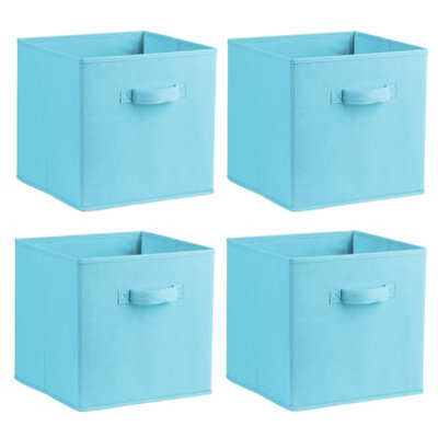 B&Q -  Sky Blue Multi Purpose 31Cm Cubic Storage Box Collapsible Organiser Storage Cube Basket Bin