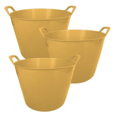 Simpa 42L Yellow Large Multi Purpose Flexible Tub BucketsSet Of 3 from B&Q