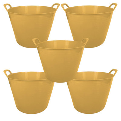 Simpa 42L Yellow Large Multi Purpose Flexible Tub BucketsSet Of 5 from B&Q
