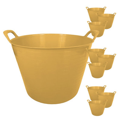Simpa 42L Yellow Large Multi Purpose Flexible Tub BucketsSet Of 10 from B&Q