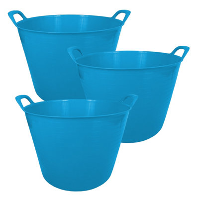 Simpa 42L Sky Blue Large Multi Purpose Flexible Tub BucketsSet Of 3 from B&Q