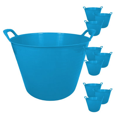 Simpa 42L Sky Blue Large Multi Purpose Flexible Tub BucketsSet Of 10 from B&Q