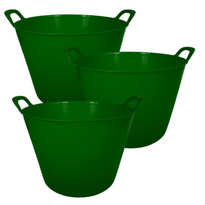 Simpa 42L Dark Green Large Multi Purpose Flexible Tub BucketsSet Of 3 from B&Q