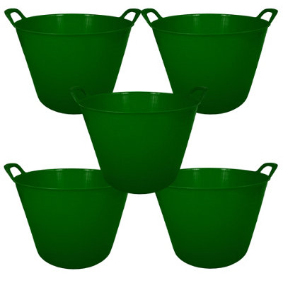 Simpa 42L Dark Green Large Multi Purpose Flexible Tub BucketsSet Of 5 from B&Q