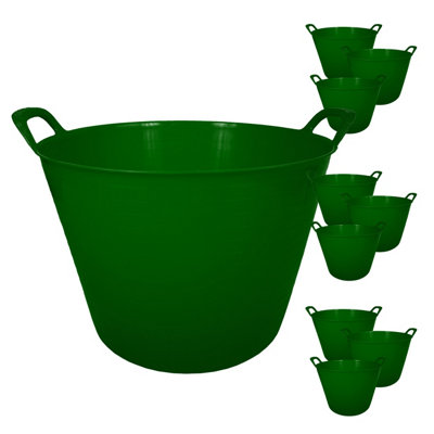 Simpa 42L Dark Green Large Multi Purpose Flexible Tub BucketsSet Of 10 from B&Q