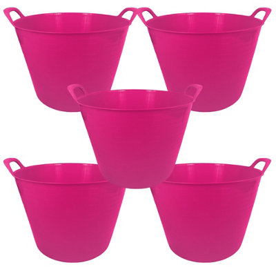 Simpa 42L Pink Large Multi Purpose Flexible Tub BucketsSet Of 5 from B&Q
