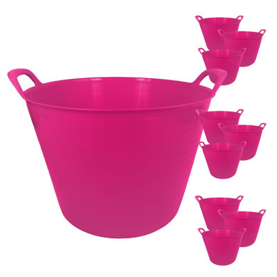 Simpa 42L Pink Large Multi Purpose Flexible Tub BucketsSet Of 10 from B&Q