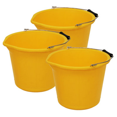 Simpa 13L / 3 Gallon Yellow Heavy Duty Builder's BucketSet Of 3 from B&Q