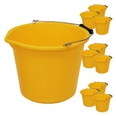 Simpa 13L / 3 Gallon Yellow Heavy Duty Builder's BucketSet Of 10 from B&Q