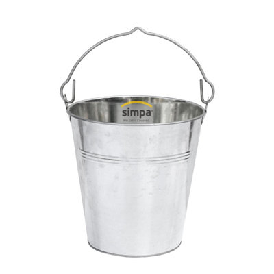 Simpa 10L Heavy Duty Galvanised Metal Bucket Pail With Handle from B&Q