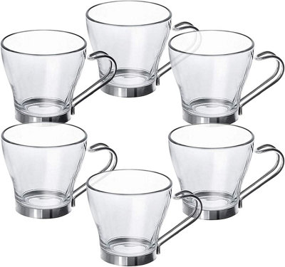 Napoli 6Pc Glass & Stainless Steel Espresso Coffee Cups 8Cl / 80Ml / 2.7Oz from B&Q