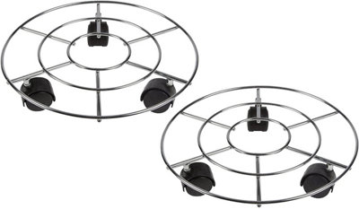 B&Q -  2Pc Chrome Plant Pot Mover Transporter29.5Cm (W) X 6.5Cm (H)