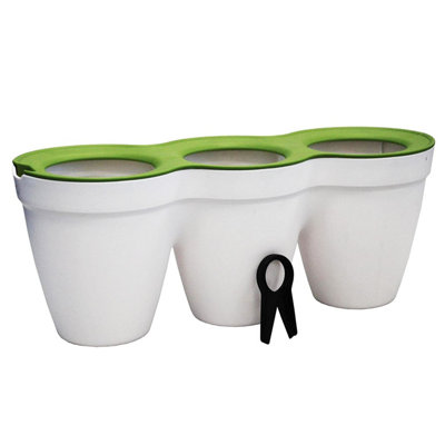 Keter 2L White Mini Tri-Pot Planter With Leaf Cutters33Cm (L) X 12.2Cm (D) X 12.7Cm (H) from B&Q