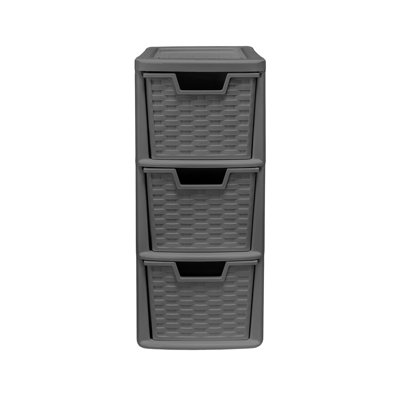 Simpa Grey 3 Drawer Small Rattan Storage Unit from B&Q