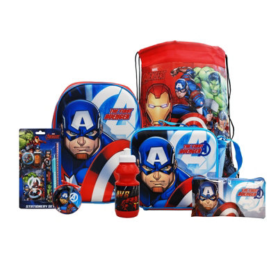 Simpa Captain America 7Pc Back To School Bundle With 3D Insulated Lunch Bag. from B&Q