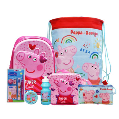 Simpa Peppa Pig 7Pc Back To School Bundle With 3D Insulated Lunch Bag. from B&Q