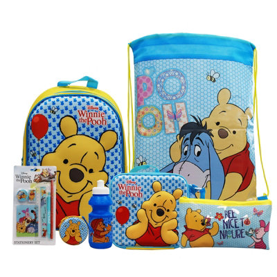 Simpa Winnie The Pooh 7Pc Back To School Bundle With 3D Insulated Lunch Bag. from B&Q