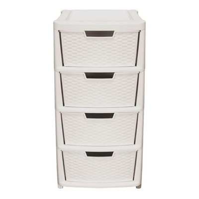 Simpa Mushroom Large Multi-Purpose Plastic Rattan 4 Drawer Modular Storage Tower from B&Q