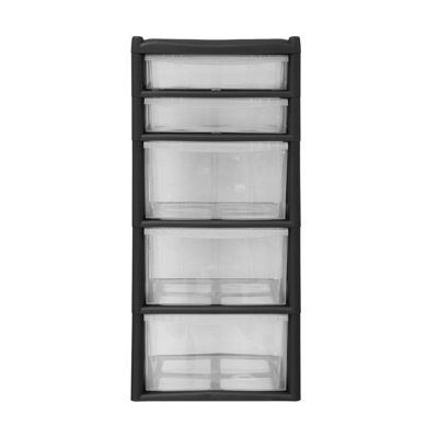 Simpa Large 5 Drawer Grey Storage Tower Unit