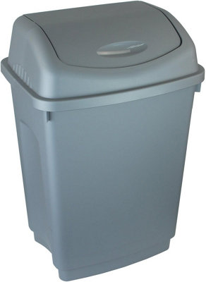 Simpa 50L Silver Plastic Swing Lid BinSingle Bin from B&Q