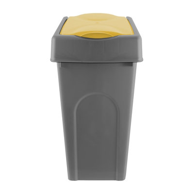 Simpa 50L Grey Square Bin With Yellow Lift Top Cowl Lid from B&Q