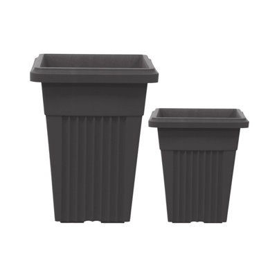 Simpa 2Pc Black Sovereign Pillar Upright Planters 32Cm & 40Cm Dia from B&Q